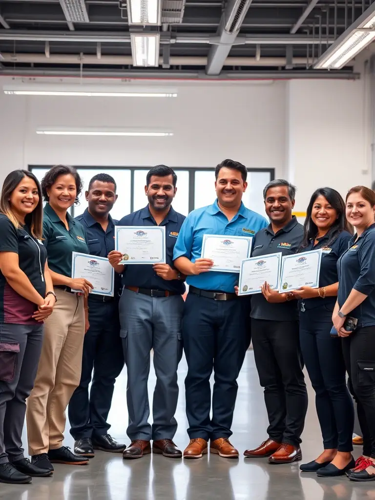 A group photo of PDRCenter instructors and students, celebrating the completion of a training course, showcasing a sense of community and achievement.